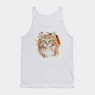 Watercolor Splash Beautiful Brown Cat Tank Top